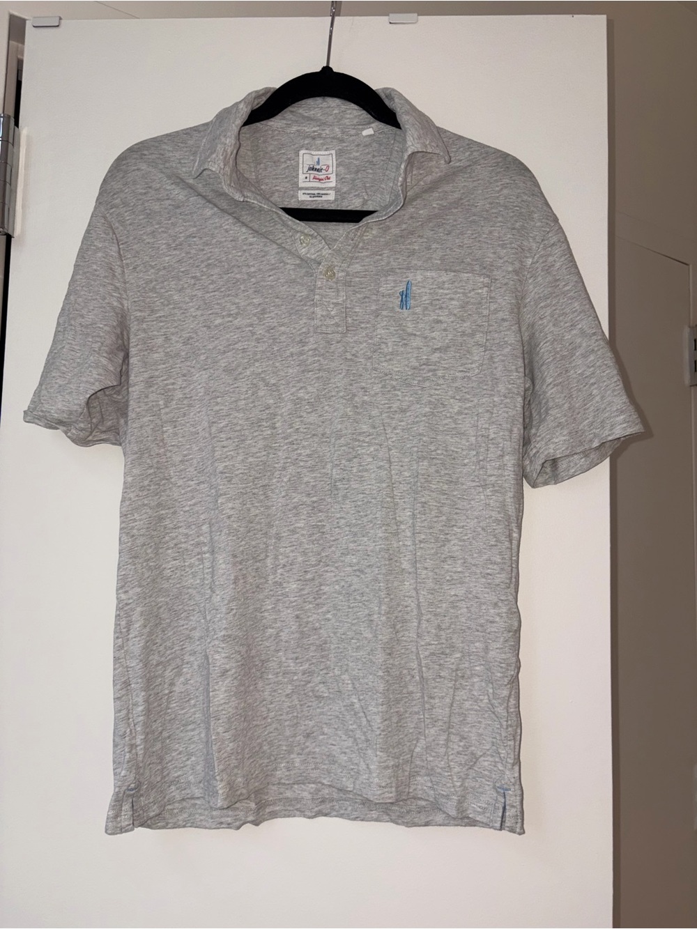 johnnie-O Heather Gray Polo with Blue Chest Logo